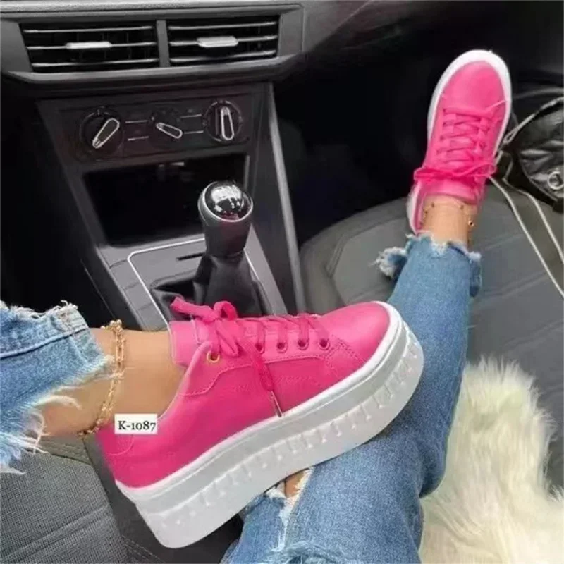 Women Platform White Sneakers Ladies Fashion Trainers Baskets Shoes Femme Casual Chunky Vulcanized Shoes Female Big Size 43