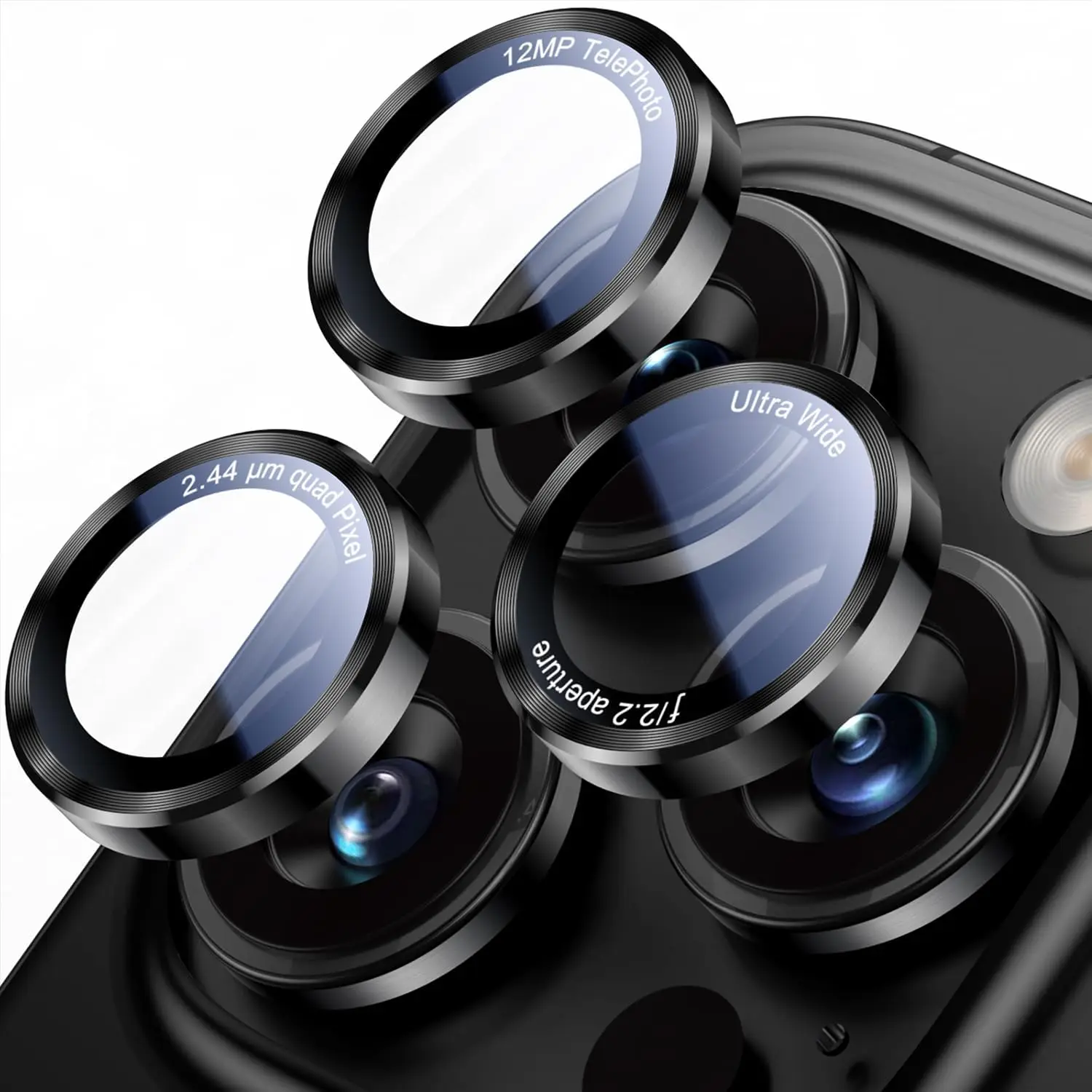 Vibrant Orange Camera Lens Protector Cover with Tempered Glass and Metal Phone Protection