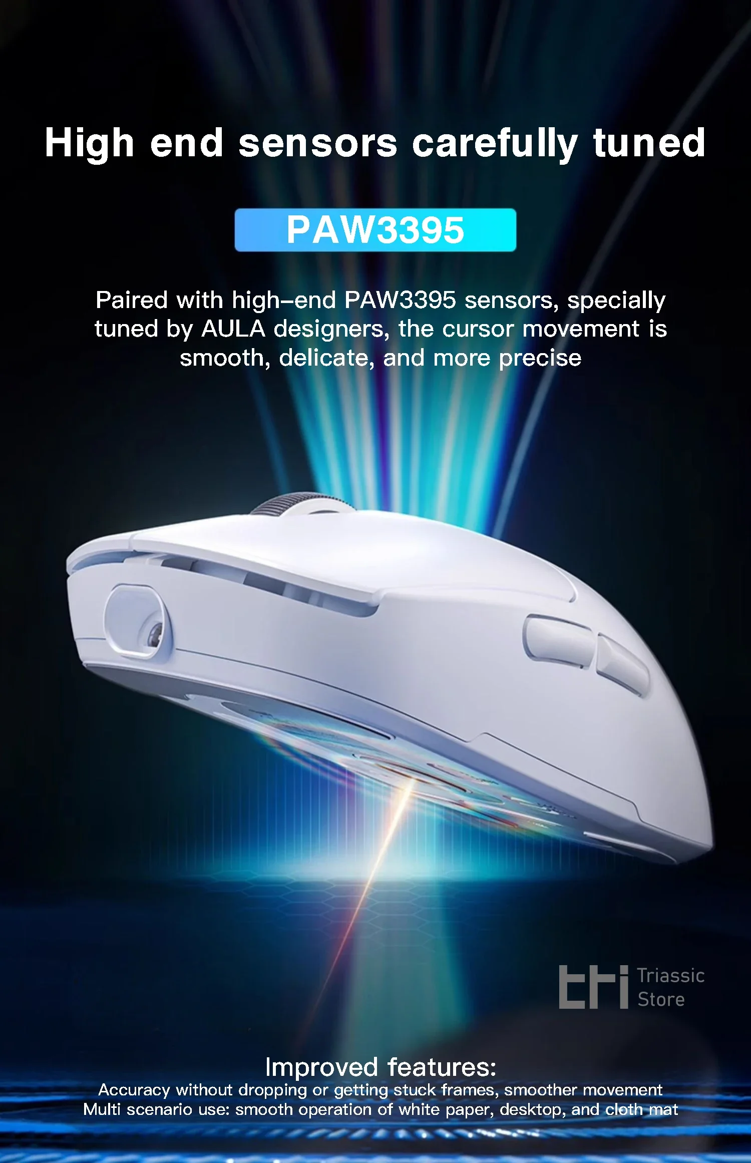AULA SC680 무선 마우스, PAW3395 센서, 8000Hz, 3 가지 모드, FPS 게이밍 마우스, 500mAh 긴 배터리 수명 게임 경쟁 마우스