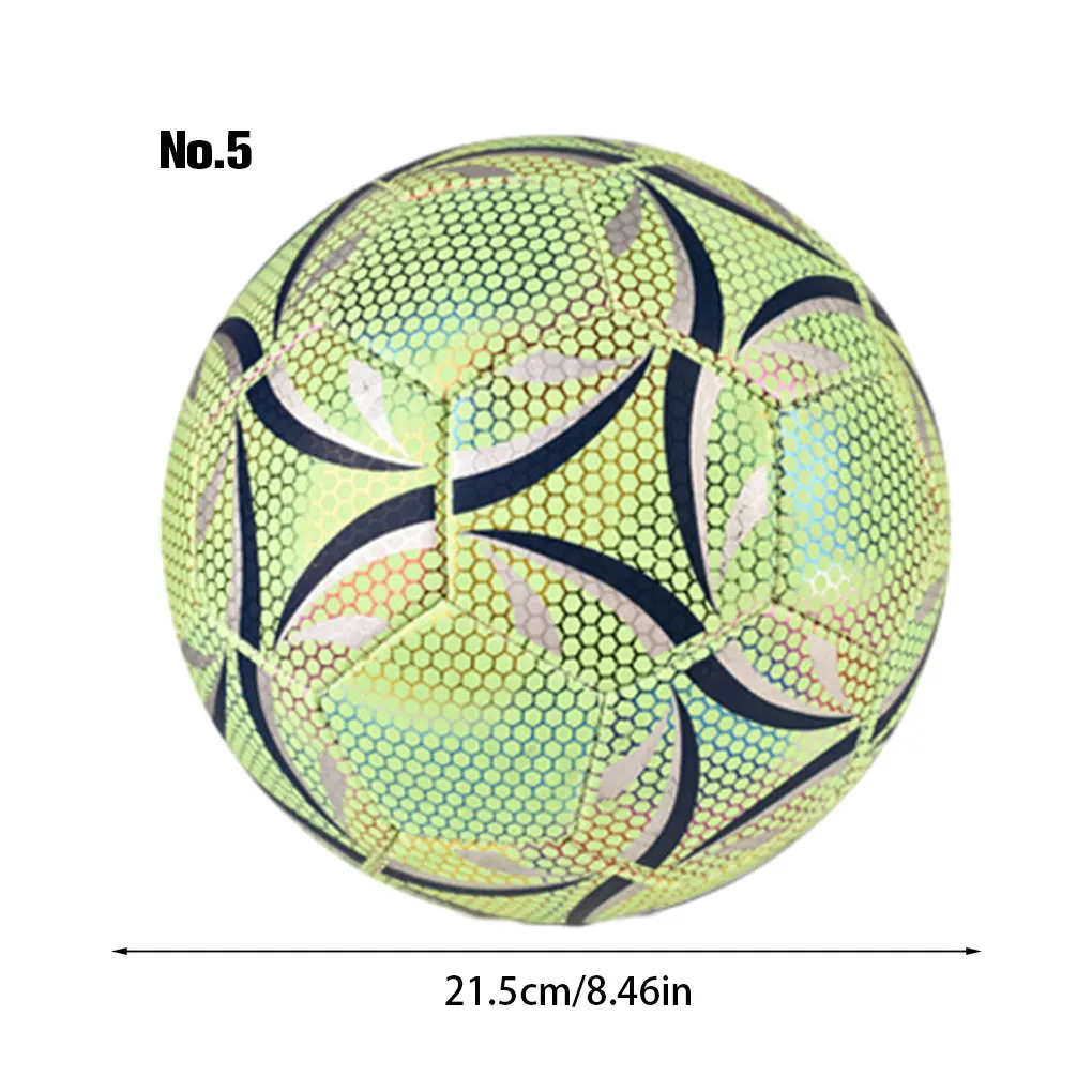 thumbnail image 1 of Balón de fútbol de PU luminoso, tamaño oficial 5 4, balones de fútbol de competición de cuero de PU cosidos a máquina, a prueba de presión, 1 of 5