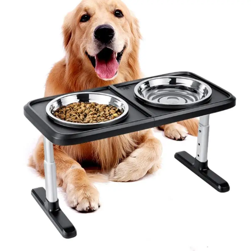 

Elevated Dog Feeder Height Adjustable Dog Bowl Non-Slip Slow Feeder Tall Dog Bowl Stand With 2 Steel Bowls To Elevate Health