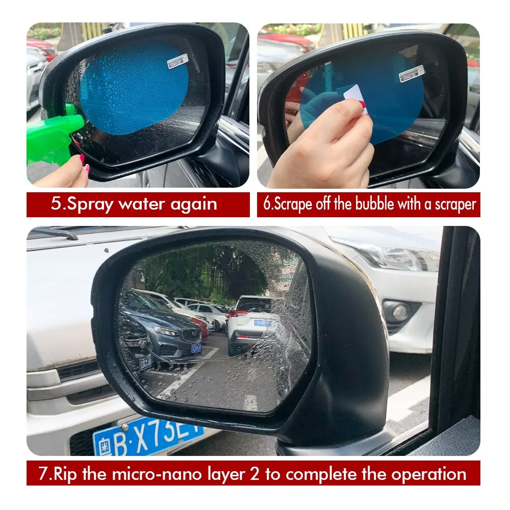 2Pcs Auto Rückspiegel Regen-proof Film Anti-Fog Klar Schutzfolien Auto  Fenster Regen Schutz Wasserdicht aufkleber - AliExpress