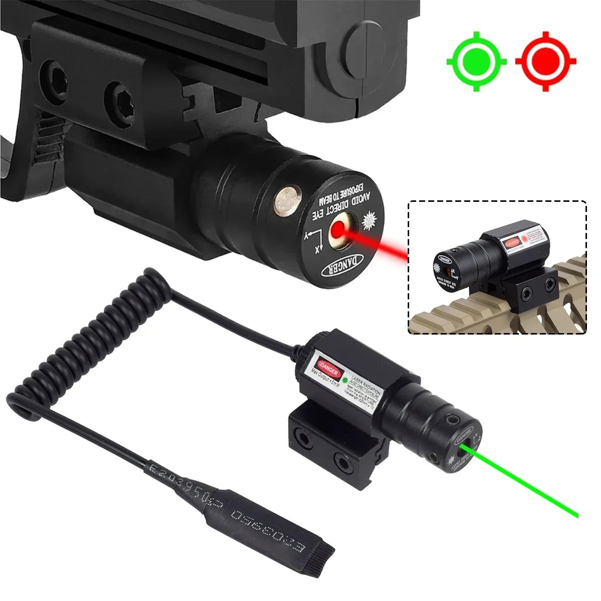 Laser Sight Red Dot Laser Sight Laser Bore Sight Tactical Red Green Dot Laser Sight 11mm 20mm Adjustable Picatinny Rail Mount Pistol Glock17 Airsoft Rifle Laser Bore Sight