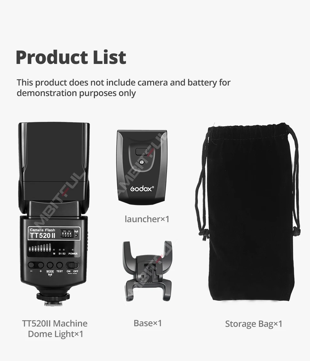 Godox Camera Flash TT520II with Build-in 433MHz Wireless Signal for Canon Nikon