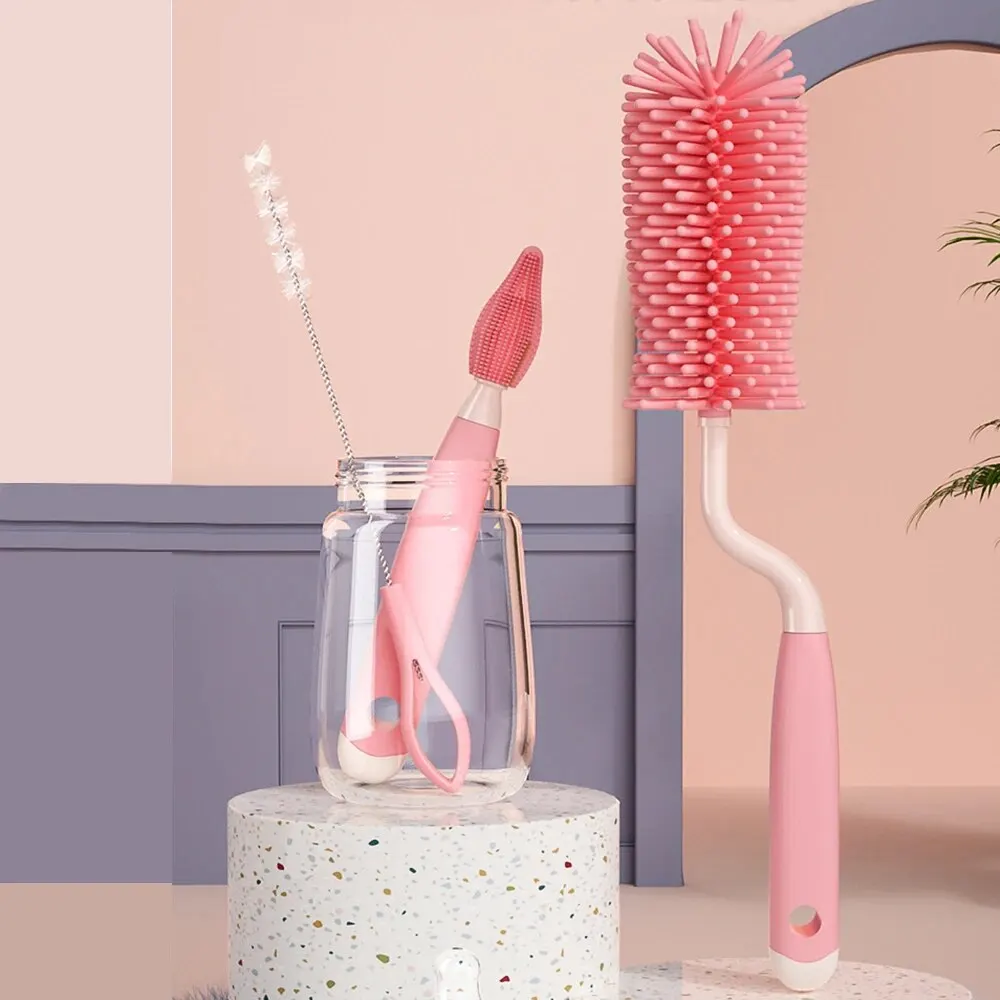 Bottle Brush 3-piece Silicone 360&deg; Rotating Baby Nipple Cleaning Set
