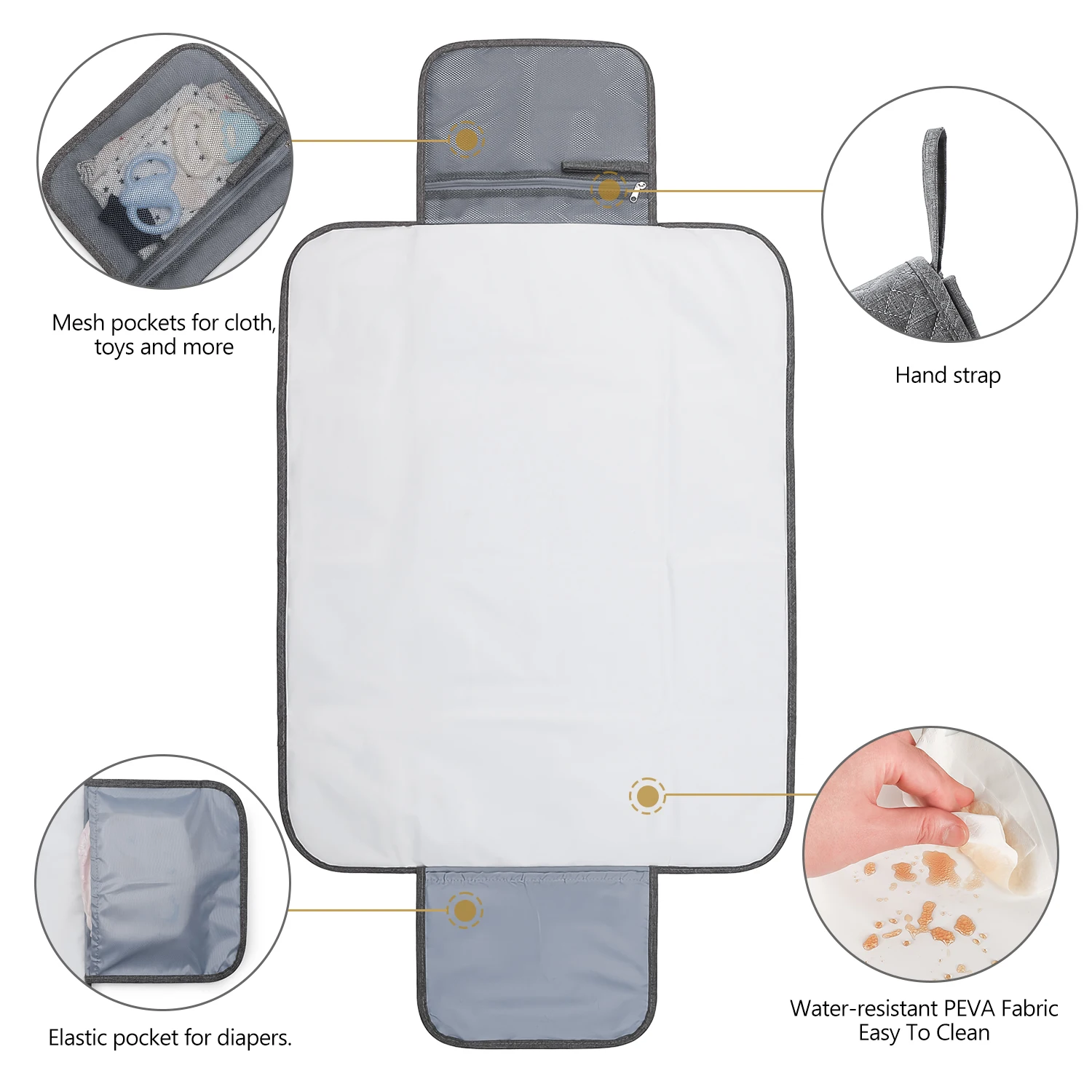 Portable Multifunction Foldable Waterproof Changing Pad Newborn Baby Diaper Changing Mat Pads