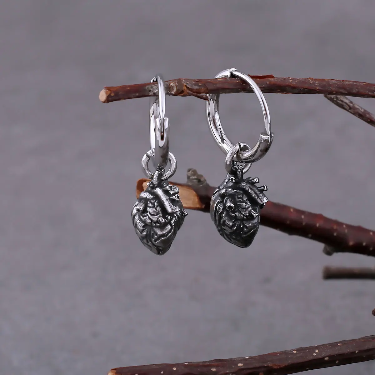 Vintage-Creative-Design-Heart-Minimalist-Drop-Earrings-Men-Punk ...