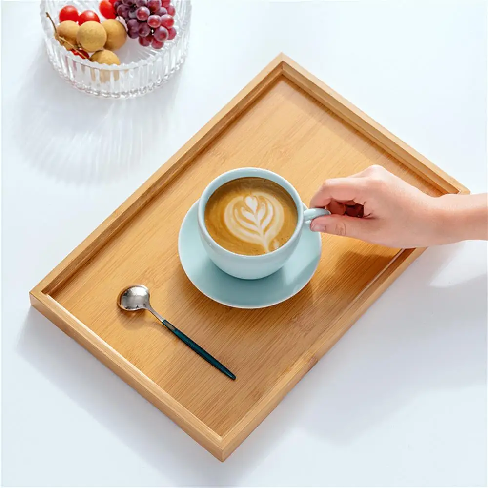 Wooden Tray Wooden Tray High-value Rectangular Solid Wood Tea Fruit Snack Desktop Storage Tools Homehold Restaurant Utility