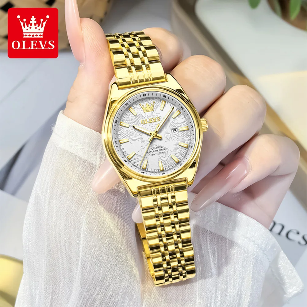 OLEVS 3703 Woman Watch Luxury Calendar Quartz Watch For Women High Hardness Mirror Original 30M Waterproof Ladies Wristwatch