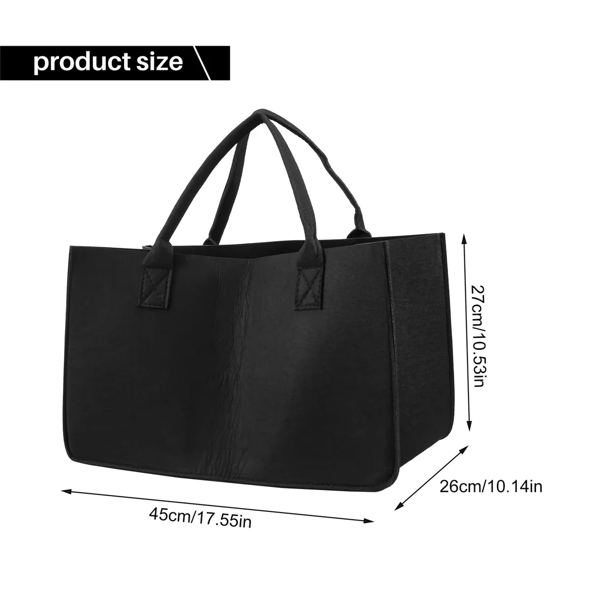 

Подставка для хранения камина, деревянная войлочная корзина для хранения магазинов, карман для дрова, складной подставка для дрова из войлока, черная корзина