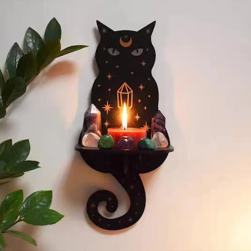 DIY 크리스탈 송진 실리콘 몰드 매직 고양이 벽 촛대 디스플레이 정리함, 거실 욕실 홈 장식 선물