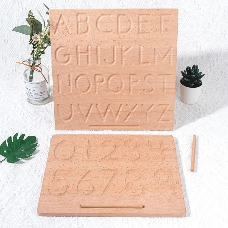 

Factory Wholesale Wooden Concave-Convex Groove Calligraphy Board Early Education Montessori Numerals And Letters Geometric Figur