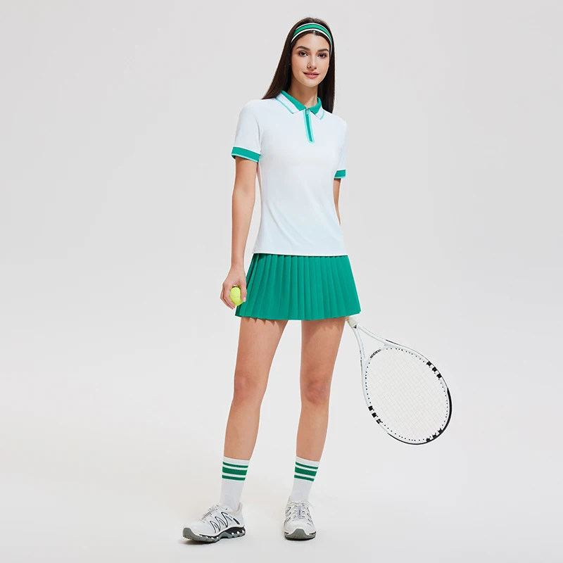 Summer Outdoor Leisure Golf Polo Shirt Yoga Set 2PCS Women Gym Clothes Running Sports Fitness Suit Breathable Tennis Skirts Sets