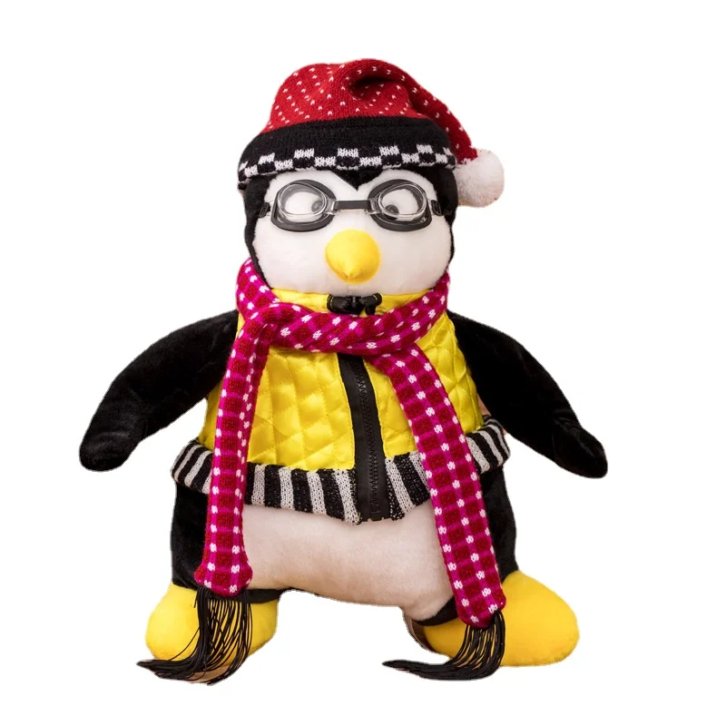 Tv Show Plush Toy 40cm Friends Related Rachel Joey's HUGSY Penguin Stuffed Doll with Scarf Vest Glasses