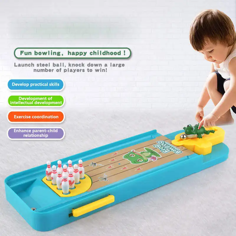 Mini Desktop Frog Bowling Game Toy Funny Table Sports Training Game Board Games Bowling Table Family kids Party Toy gifts