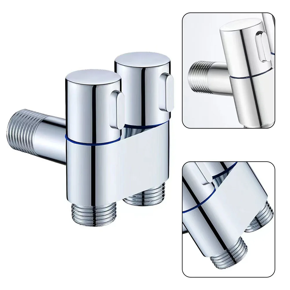 Toilet Water Diverter G1/2 1 In Two Out Double Control Washing Machine Faucet Toilet Triangle Valve Toilet Companion Angle Valve 2