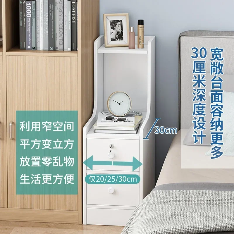 High Bedside Table Shelf Simple Modern Nordic Bedroom Bookcases Drawers Storage Organizer Nightstands Comodino Home Furniture