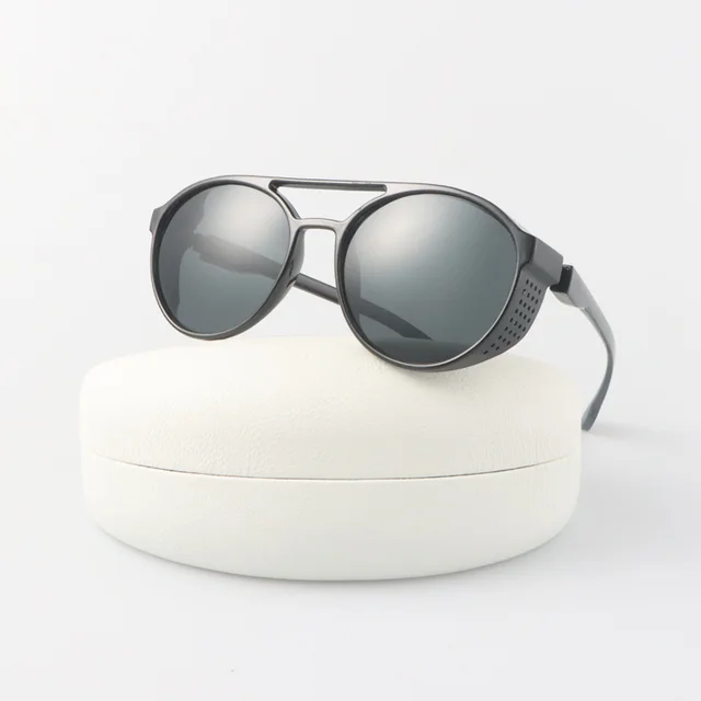 Steampunk Round Sunglasses Man Brand Designer Vintage Sun Glasses