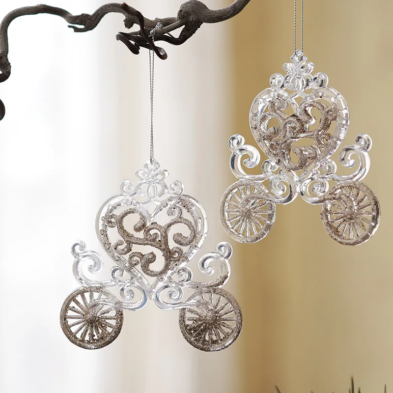 Christmas Pendant Acrylic Bell Pumpkin Carriage Carousel Ballet Dancer Christmas Decoration Hanging Pendant Holiday Decor