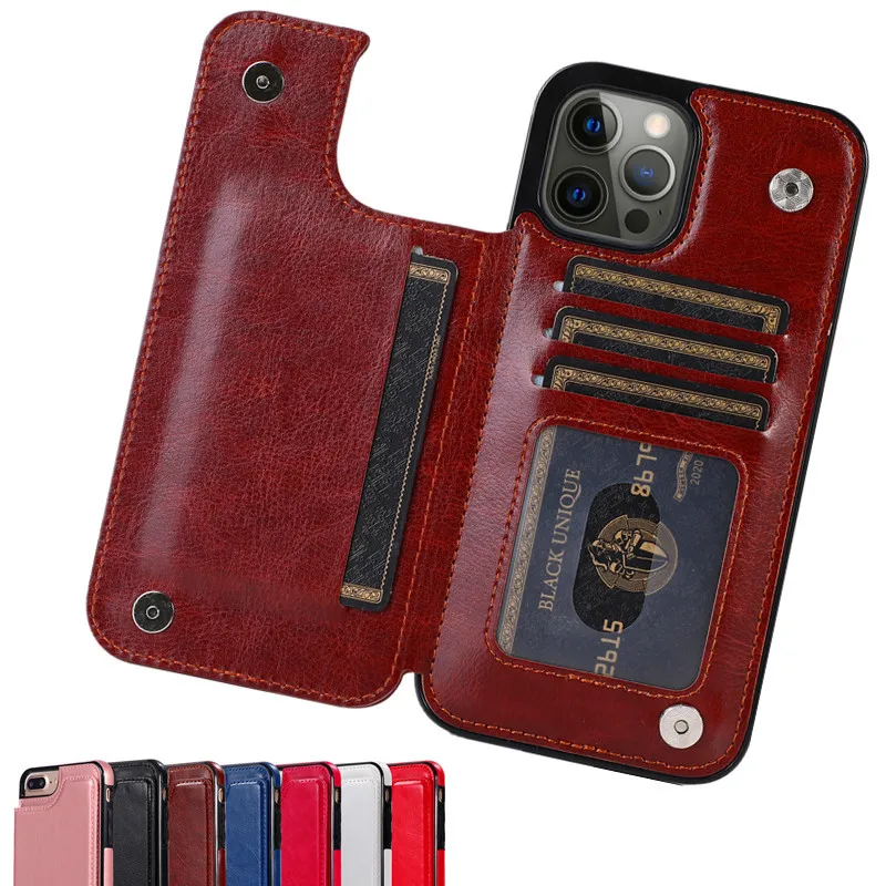 Luxurious Leather Phone Case with Card Slot and Shockproof Protection