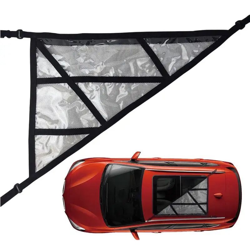 

Car Ceiling Cargo Net Car Ceiling Roof Cargo Zipper Adjustable Net Triangle Car Ceiling Cargo Net Pocket Auto Accessories