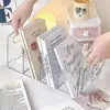 Clear Acrylic Bookends Convenient Desk Organizer with Handle Desktop Sorting Rack Divided Book Stand Study Supplies 5