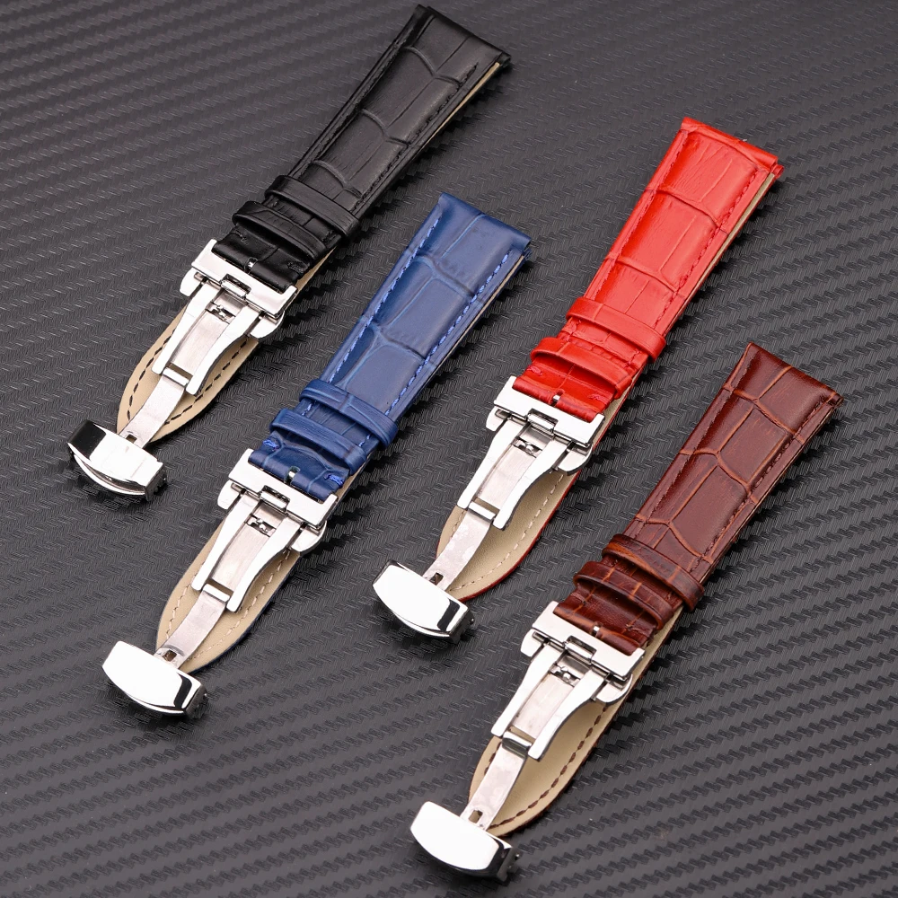 Luxurious Genuine Leather Watch Strap with Butterfly Clasp – Multiple Sizes Available