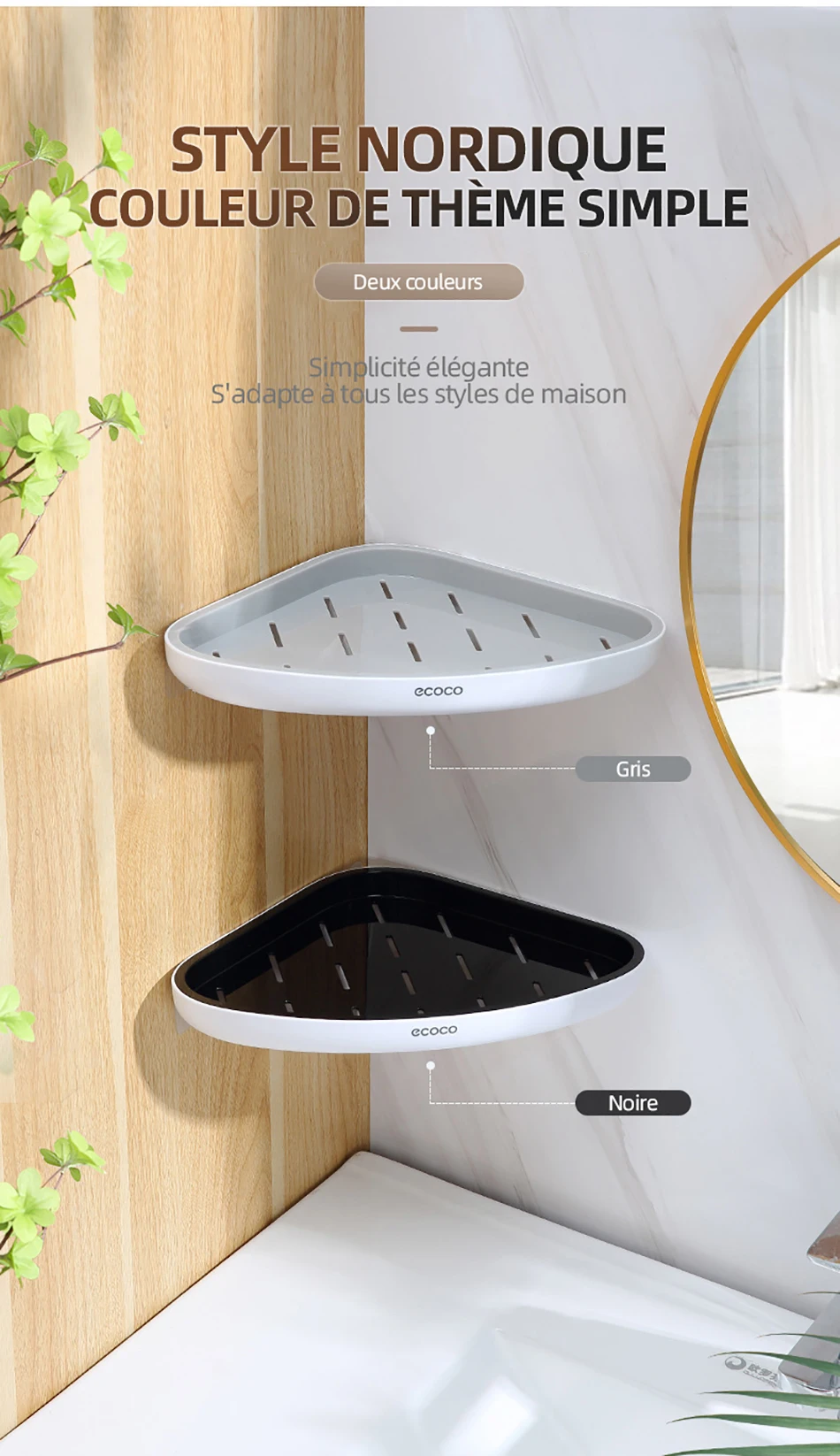XIF Étagère murale 2Pcs Étagère de rangement triangulaire Étagère