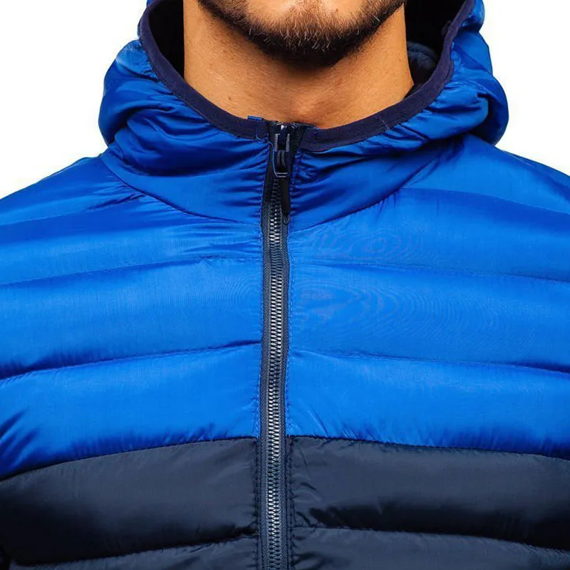 Men's Coats Winter Padded Men Jacket Casual Long Sleeve Hooded Parkas Coat Patchwork Streetwear Warm Jackets Zipper Parka Hombre