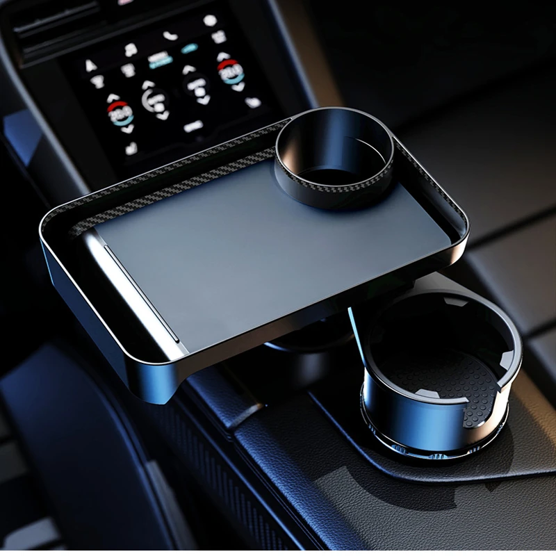 Multifunctional Car Cup Holder With Attachable Tray 360° Swivel