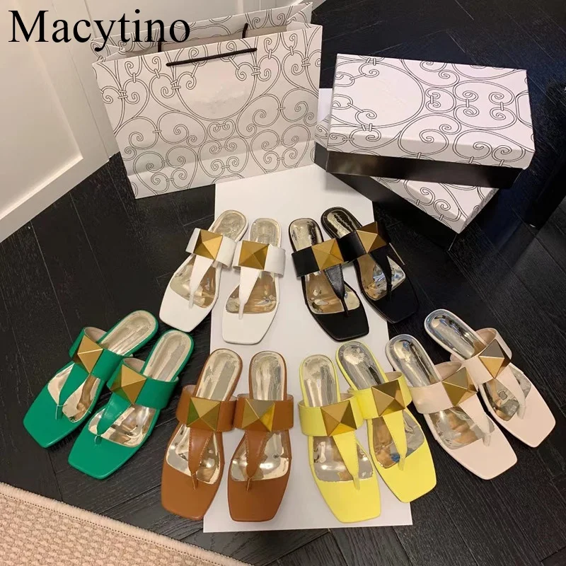 

Flat-bottomed Flip-flops Women's Outdoor Wear All-match 2022 Summer New Fashion Willow Nail Word Sandals And Slippers