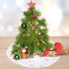 38CM Plush Christmas Tree Skirt White Snowflakes Faux Fur Xmas Trees Skirts Base Cover New Year Navidad Party Decoration Carpet 6