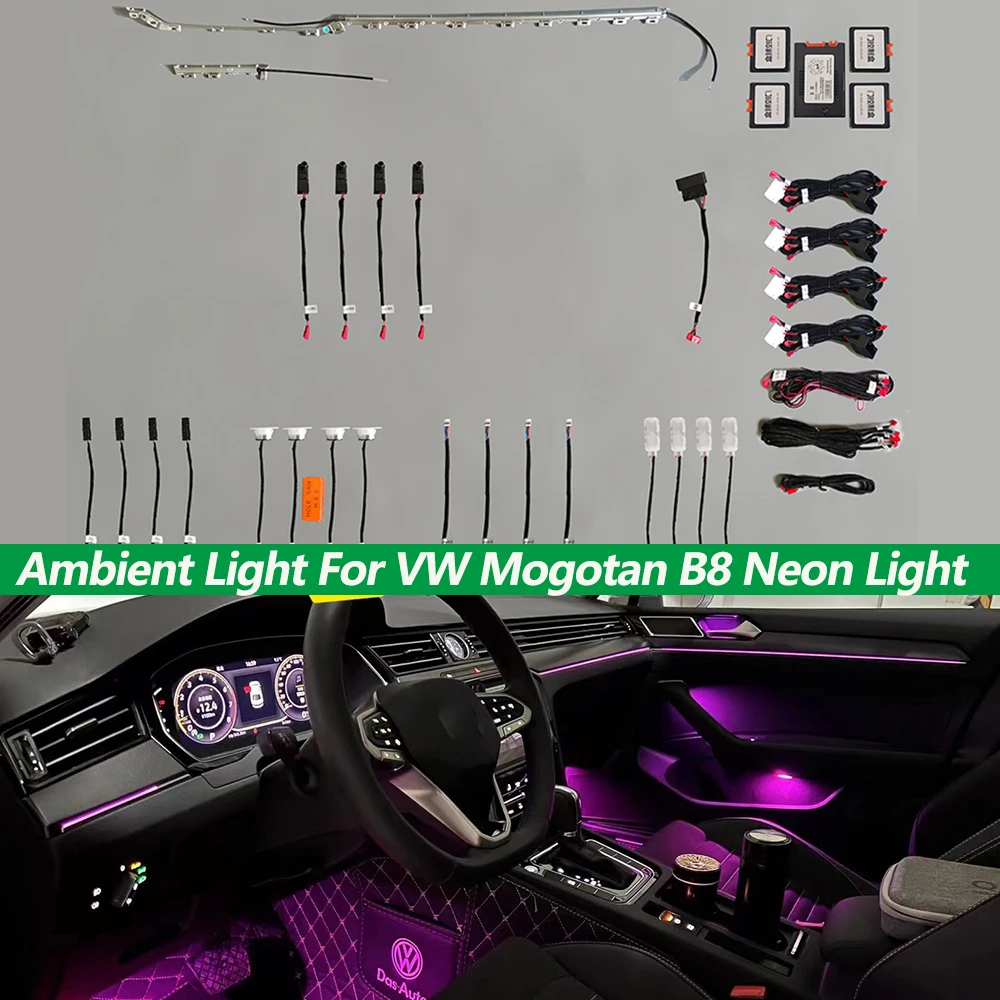 

64 Colors Dashboard Ambient Light Front Dashboard Strip For VW Mogotan B8 Neon Light Dashboard Multi-Color Ambient Light