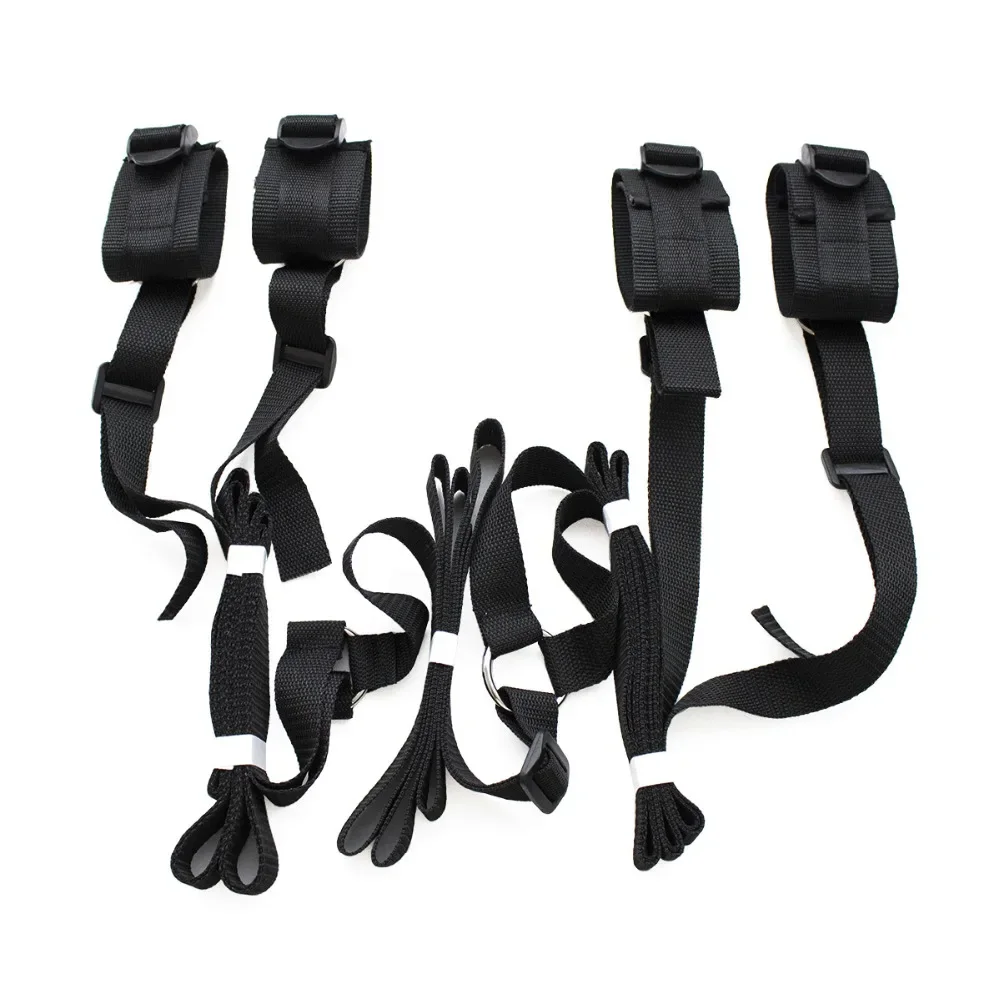 Bedroom Bondage Boutique Adjustable Belt Under Mattress Sex Toys for Couples SM Bed Fetish Restraint,Wrists 4 Ankle Cuffs