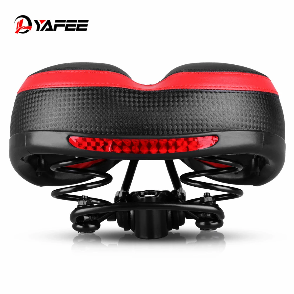 Hot Sale Thickened Shock Absorbing Mountain Hollow Breathable Bike Saddle Pad with Safety Reflective Strip Double Spring Saddle