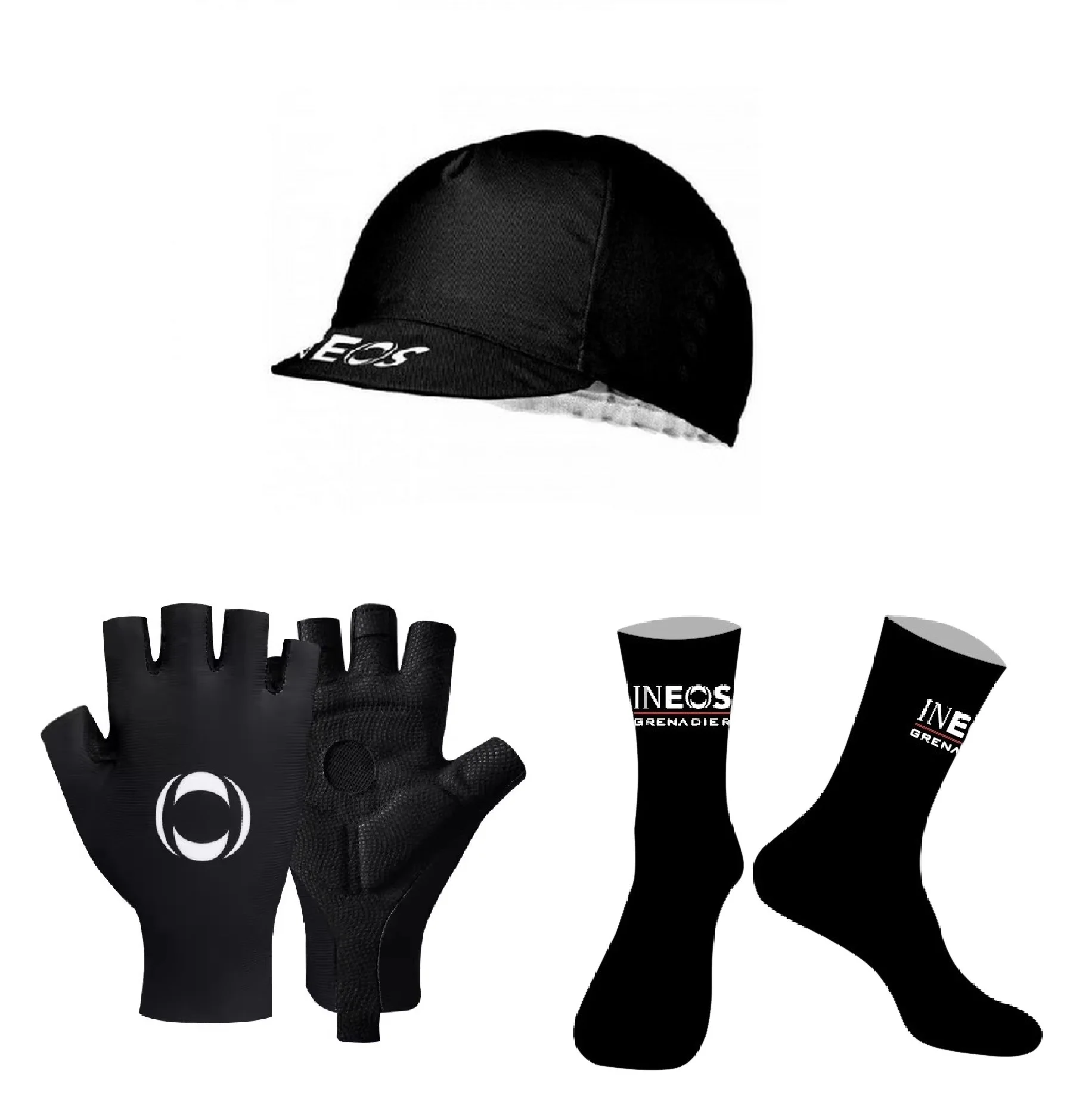 

2024 INEOS Grenadier Team BLACK One Pair Half Finger Cycling Gloves + ONE PAIR CYCLING SOCKS + CAPS