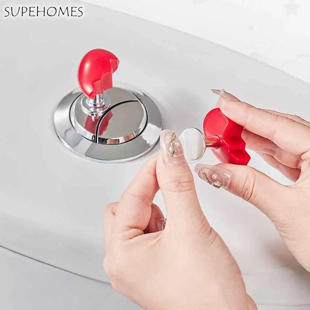 Self-Adhesive Toilet Press Colorful Broken Heart Shape Toilet Button Nail Protector Water Press Flush Button