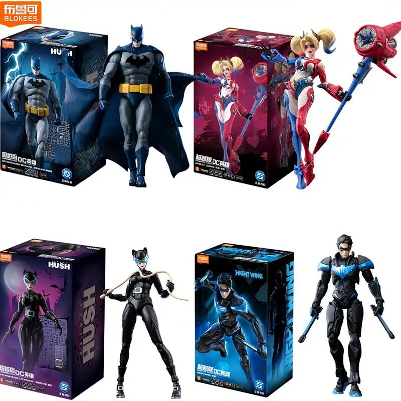 BLOKEES DC Champion Class Batman Hush Catwoman Harley Quinn Actionfigur, Sammlermodell, DC-Superhelden-Figur, zusammenbaubares Spielzeug, Geschenk