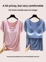 Loose Fit Modal T-irt Women Summer Thin ort Sve Base Layer Top Large Size Home Clothes round Ne round Ne Top