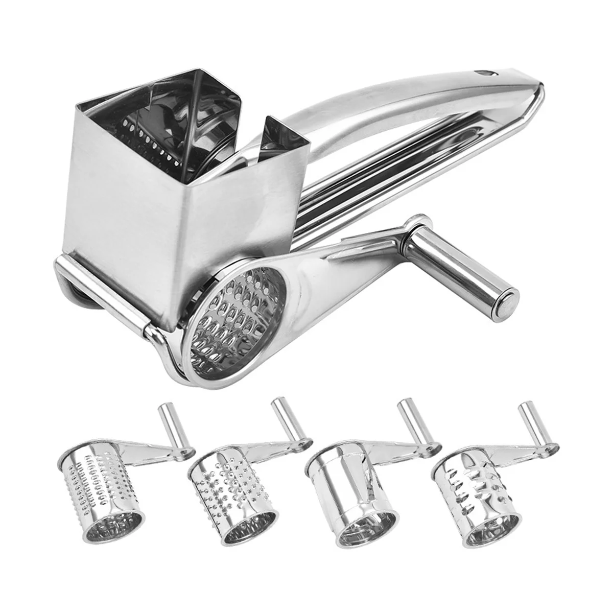 

Cheese Grater 430 Stainless Steel Vegetable Shredder Cutter Grinder with 4 Drum Blades 4-in-1(4)