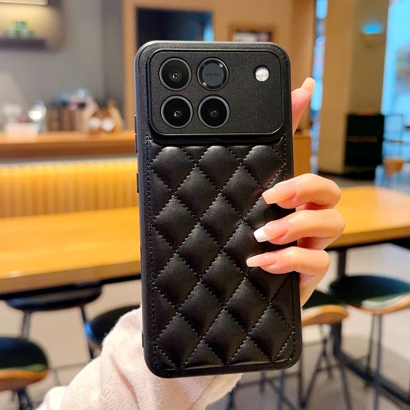 Luxury Leather Pattern Soft TPU Protective Phone Case with Grid Design