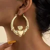 New Big Chunky Claddagh Hoop Earrings for Women Cute Statement Strong Heart Earrings Valentine Day Jewelry Gift 2
