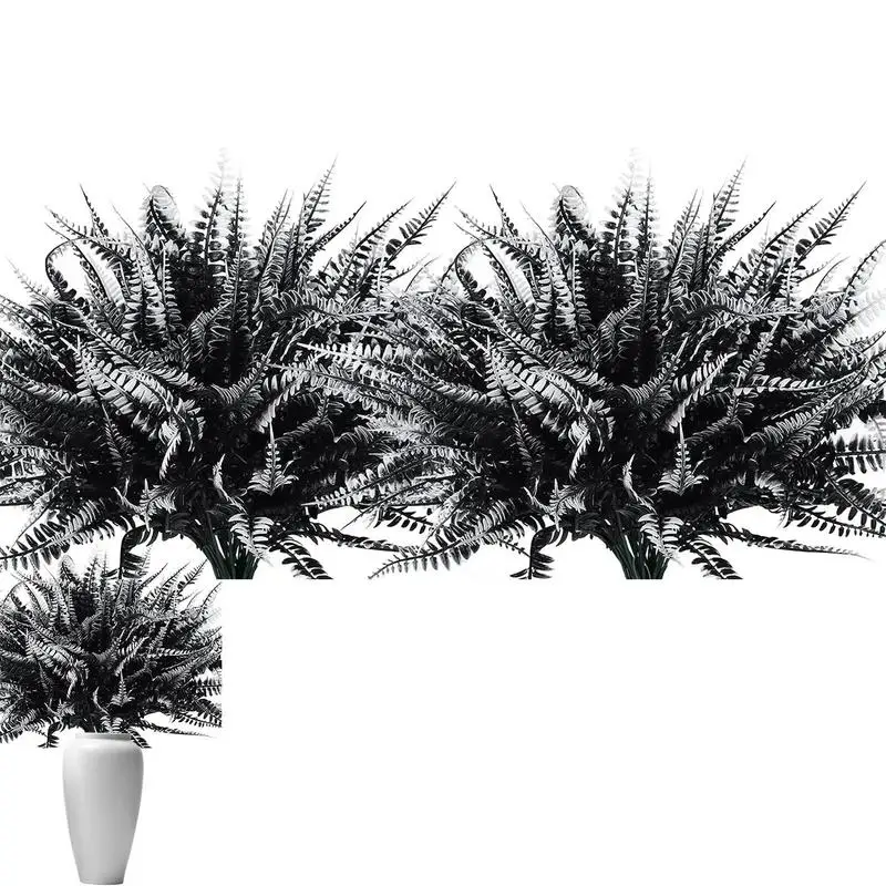 

Artificial Boston Ferns Hanging Silk Fern Stem Outdoor Planter UV Resistant Flower Pot Large Realistic Fake Fern 2pcs Faux Ferns