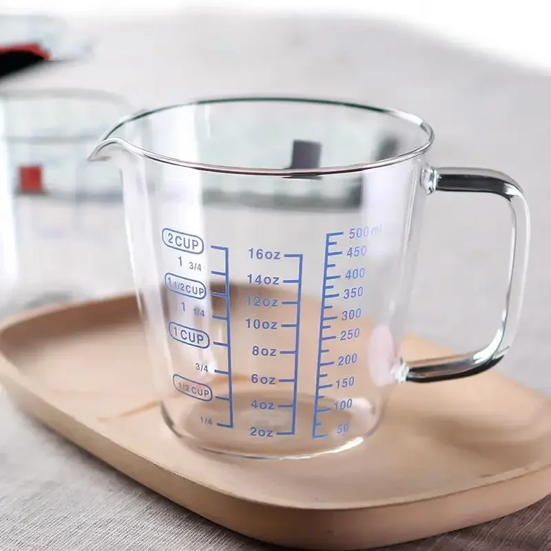 Heat Resistant Glass Cup 1PC Heat Resistant Borosilicate Glass Measuring Cup with Scale Child Milk Cup