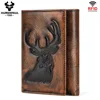 Men's Wallet 3D Deer Relief Pattern Short Multi-Card Slot Wallet Male Casual Purse RFID Trifold Business Card Holder Wallets 1