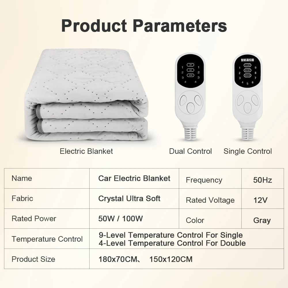 12V Car Electric Heating Blankets for Camping Trucks Off-Road Vehicles Heating Pads 120cmx150cm 70x180cm Seats Heater for Winter 5