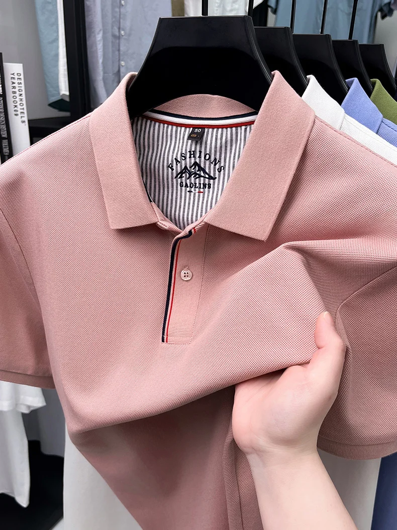 Luxury 100% cotton men's short sleeve polo shirt fashionable stripes comfort texture summer new high-end business casual T-shirt 20 Sa8cbb3ac6b014fcdbd22832254fefd08g