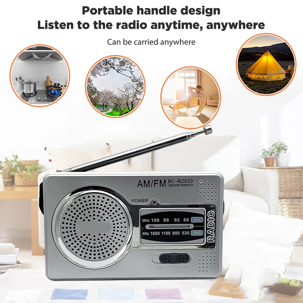AM FM 휴대용 라디오 듀얼 밴드 HiFi 음악 플레이어, 배터리 전원 포켓 포인터 라디오, 3.5mm 잭 내장 스피커