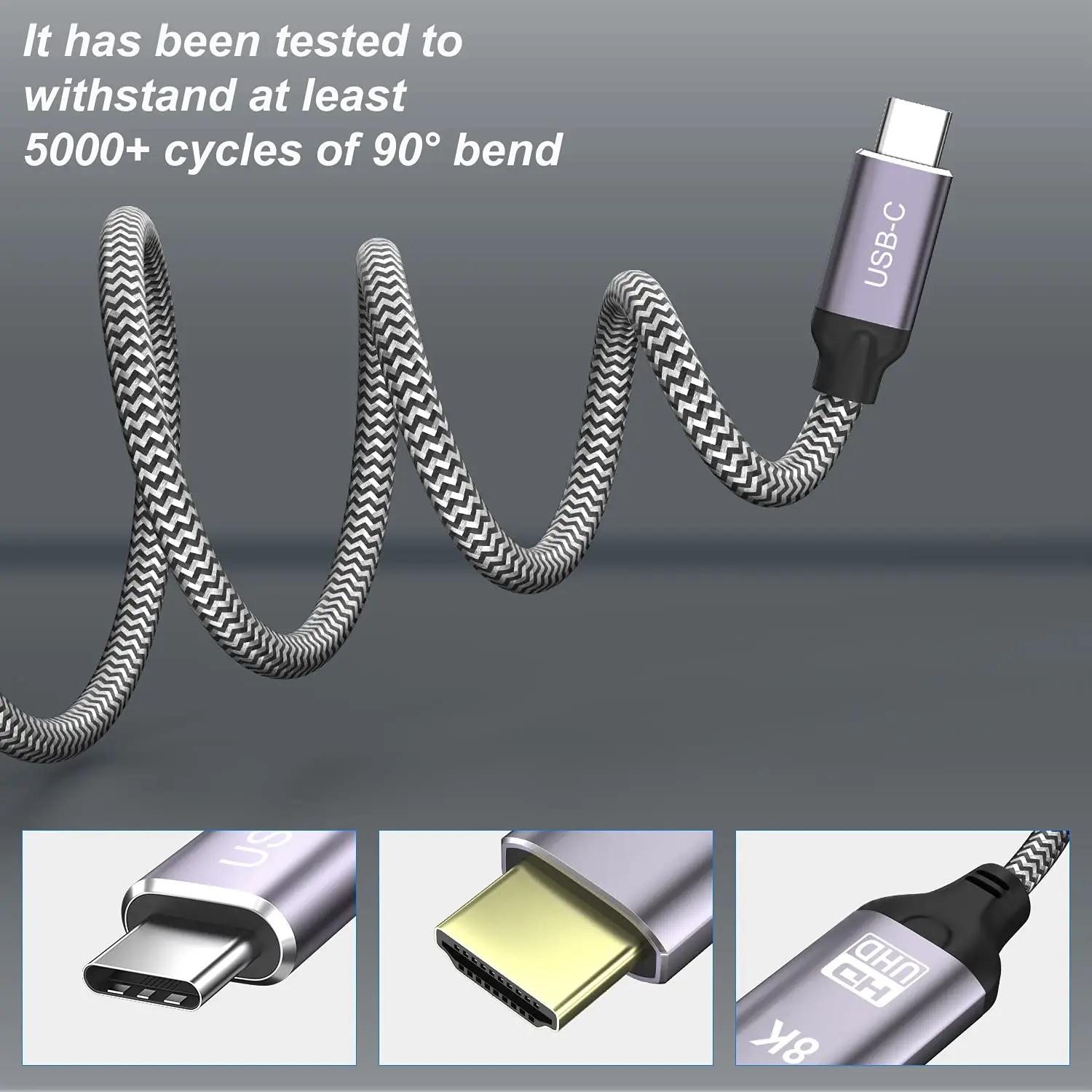 Premium USB-C to HDMI 2.1 Cable - Ultra HD 8K@60Hz & 4K@120Hz Display Adapter