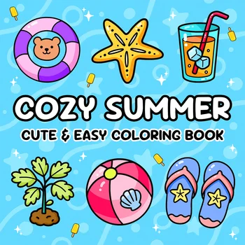 COZY SUMMER Bold-easy Patterns Coloring Book for Adults Cute Graffiti Painting Drawing Book Perfect Gift for Party and Birthday 1